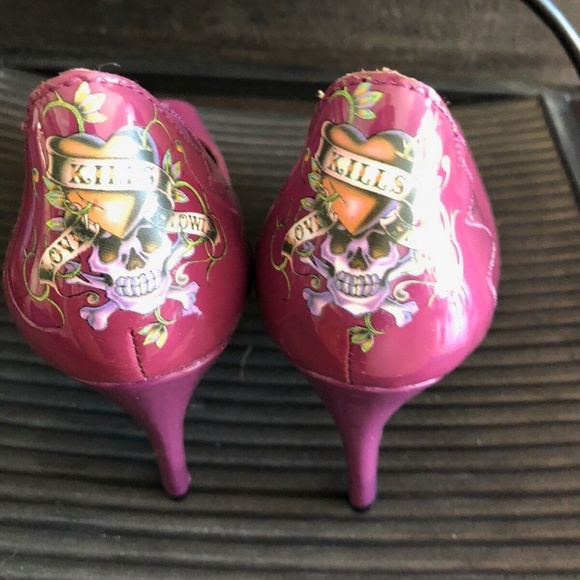 Ed Hardy peep toe 4.5" heels size 6 - Picture 9 of 9